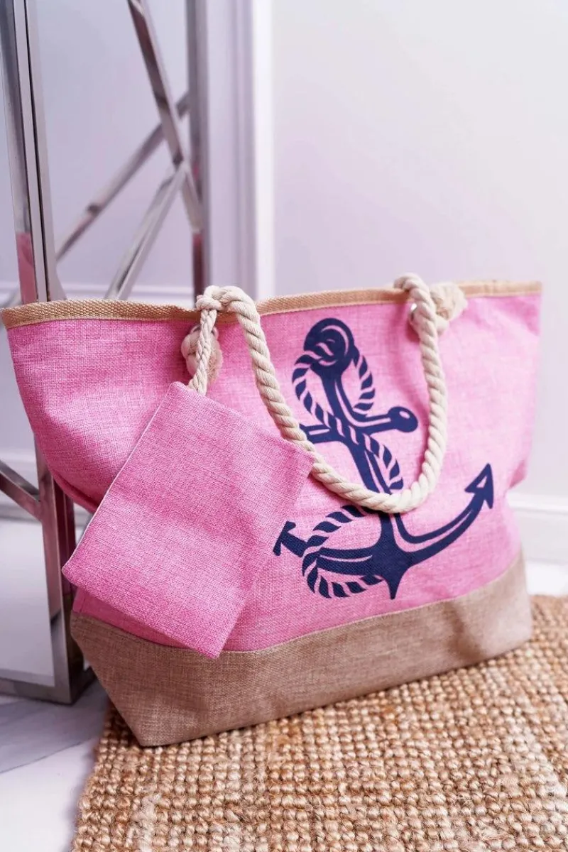 Hot Boto Duża Plażowa Torebka Shopper Różowa