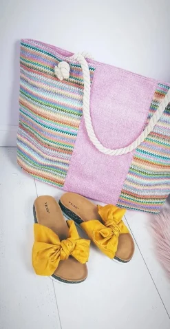 New Duża Plażowa Torebka Worek ze Sznurem Różowa Torebki Plażowe