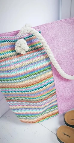 New Duża Plażowa Torebka Worek ze Sznurem Różowa Torebki Plażowe