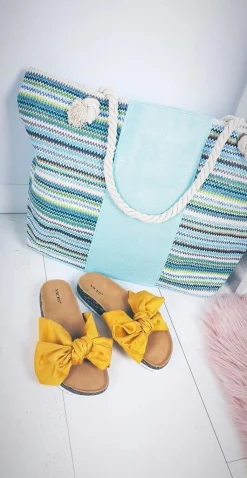 Discount Duża Plażowa Torebka Worek ze Sznurem Miętowa Torebki Plażowe