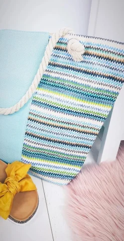 Discount Duża Plażowa Torebka Worek ze Sznurem Miętowa Torebki Plażowe