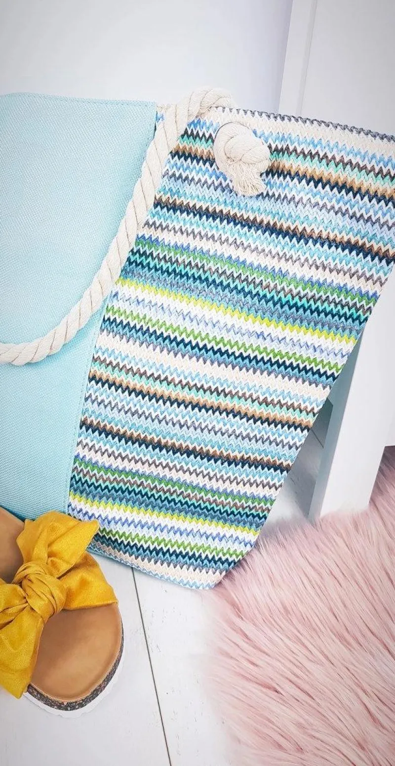 Discount Duża Plażowa Torebka Worek ze Sznurem Miętowa Torebki Plażowe