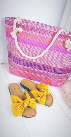 Boto Duża Plażowa Torebka Worek ze Sznurem Różowa