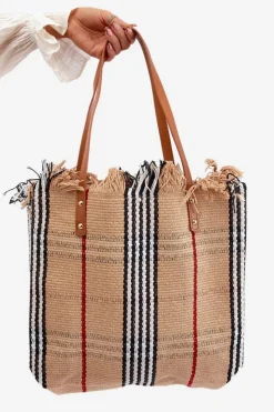 Duża Pleciona Torba Na Plażę Brązowa Avonas Torebki Klasyczne