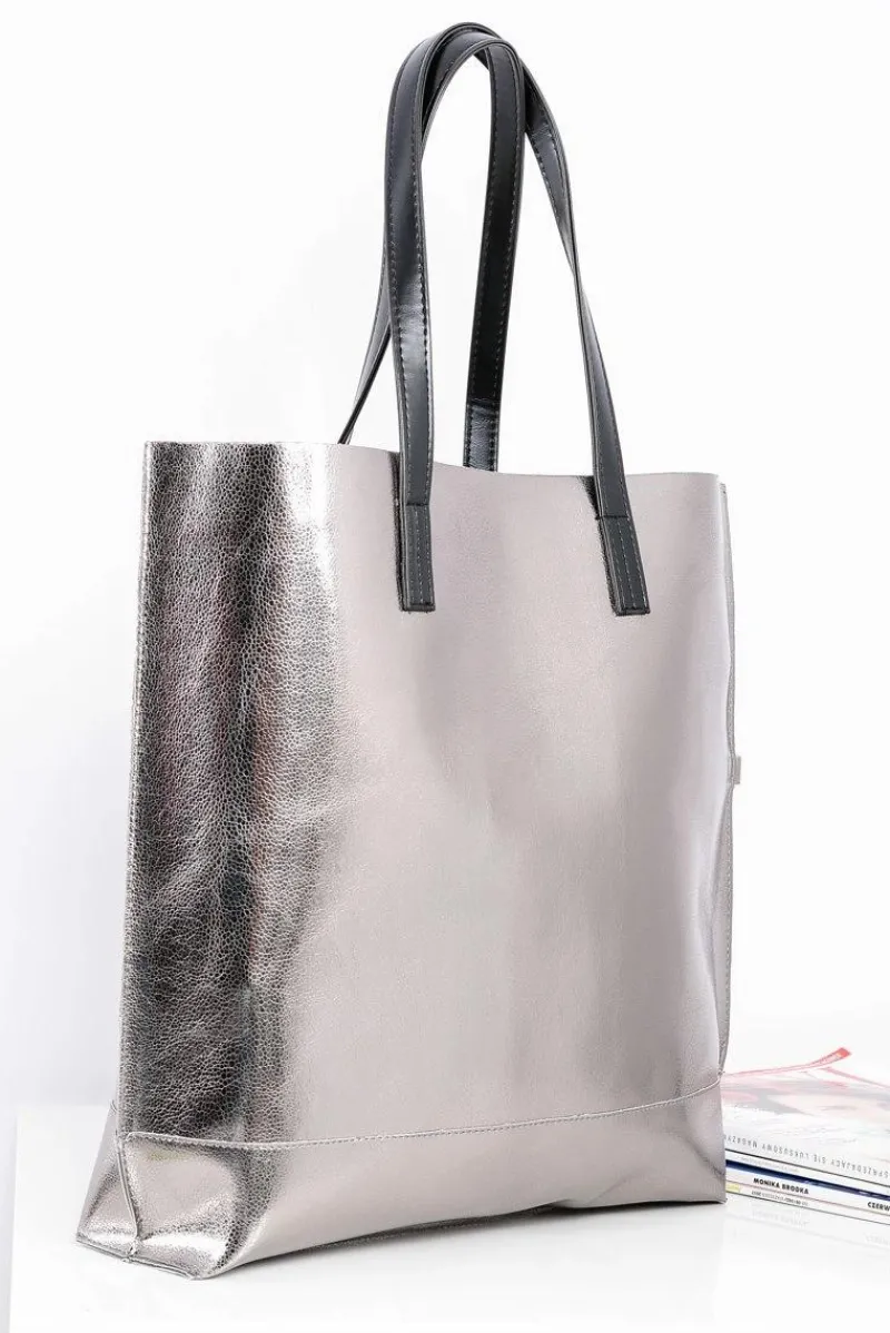 Torebki Klasyczne>Boto Duża Srebrna Torba Damska Shopper + Mniejsza Torebka