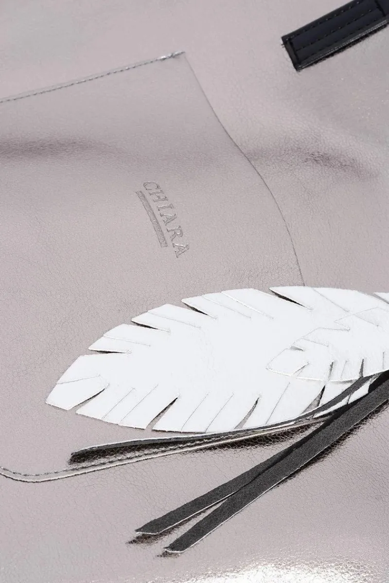 Torebki Klasyczne>Boto Duża Srebrna Torba Damska Shopper + Mniejsza Torebka