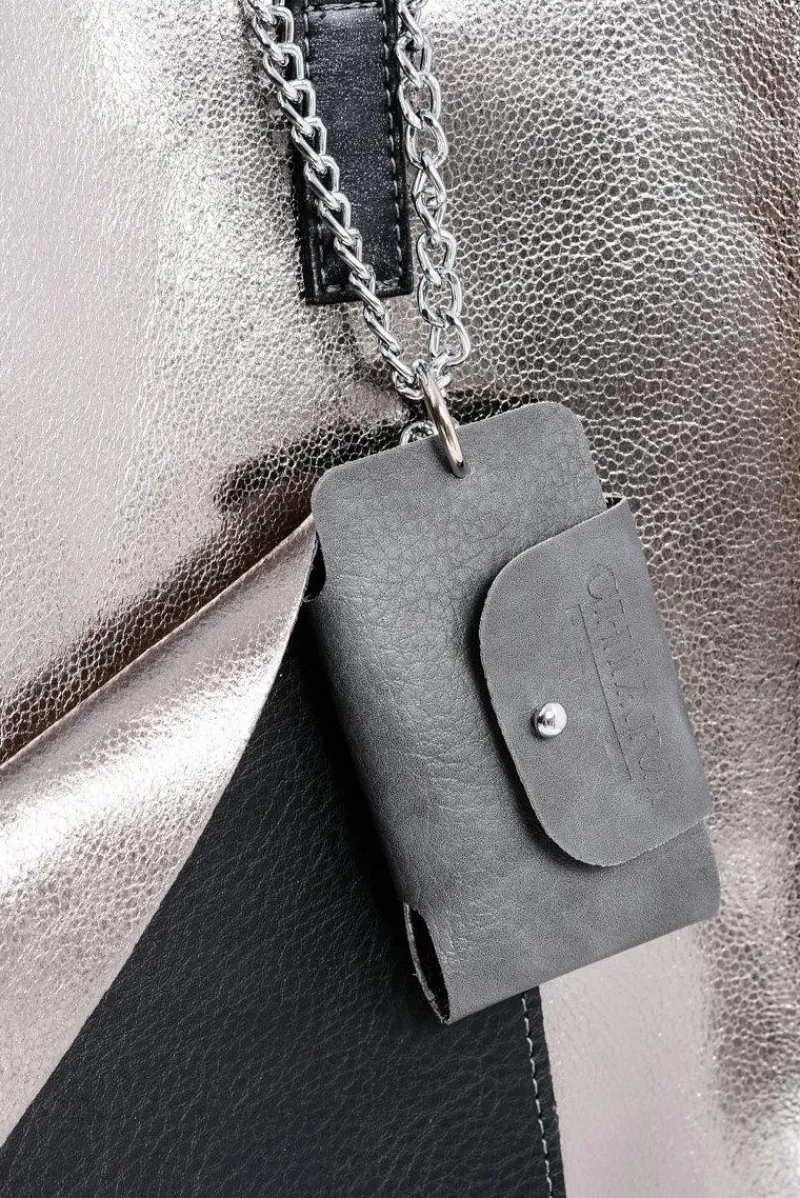 Clearance Boto Duża Srebrna Torebka Damska Shopper + Mniejsza Torebka