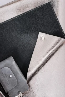 Clearance Boto Duża Srebrna Torebka Damska Shopper + Mniejsza Torebka