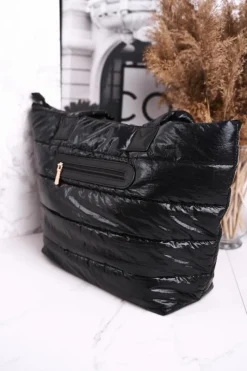 New Duża Torba Shopper BAG5720-020 Czarna Błyszcząca Torebki Monnari|Torebki Klasyczne