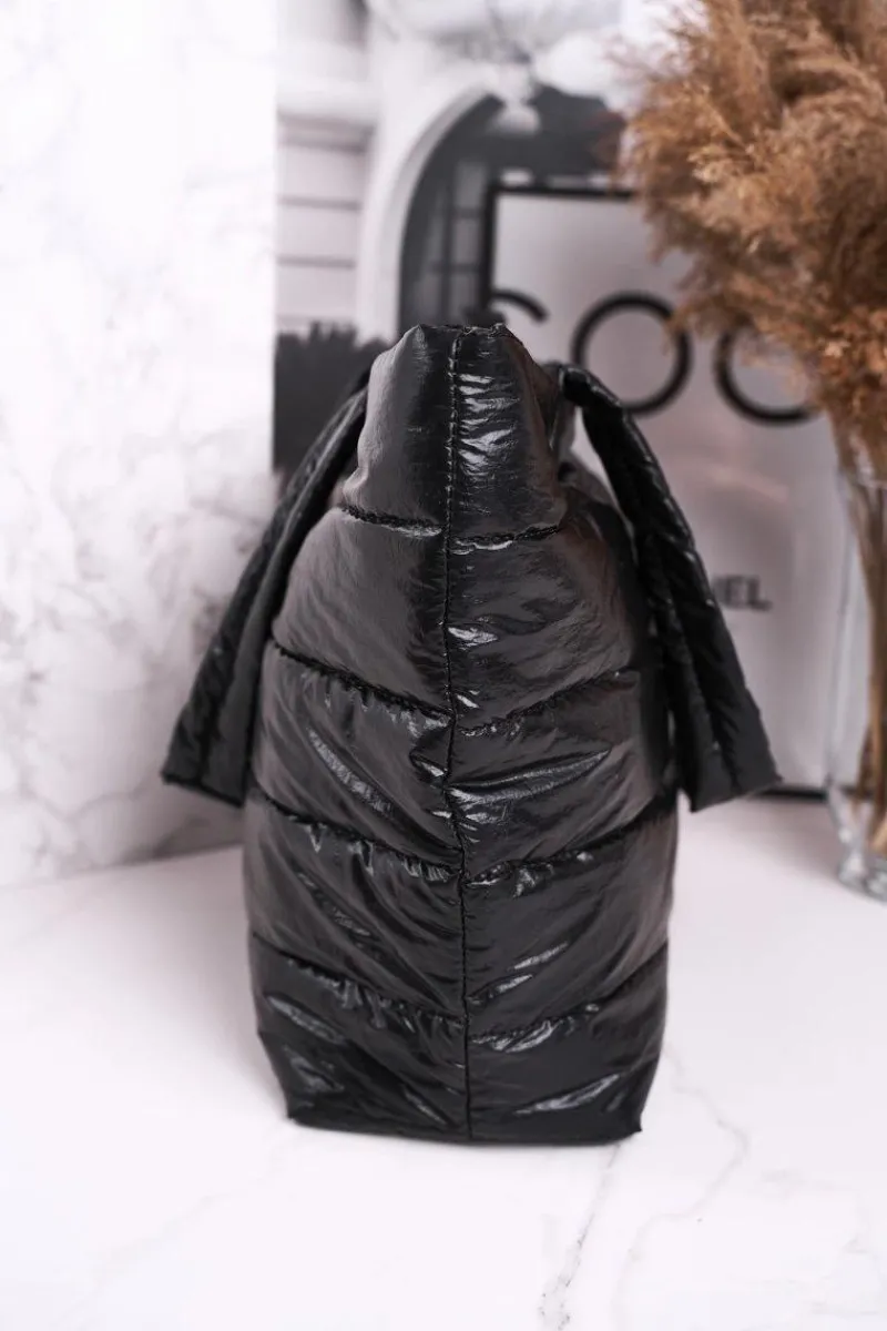 New Duża Torba Shopper BAG5720-020 Czarna Błyszcząca Torebki Monnari|Torebki Klasyczne