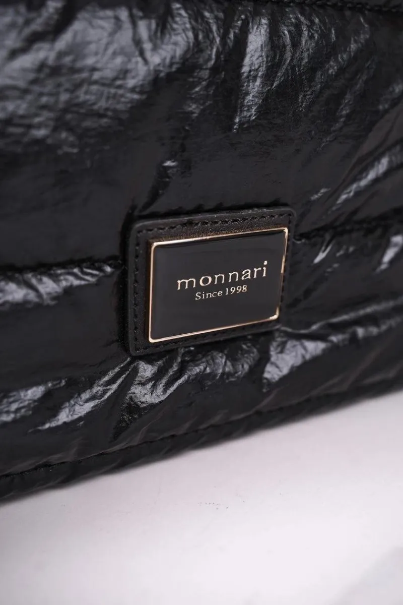 New Duża Torba Shopper BAG5720-020 Czarna Błyszcząca Torebki Monnari|Torebki Klasyczne