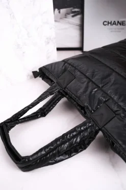 New Duża Torba Shopper BAG5720-020 Czarna Błyszcząca Torebki Monnari|Torebki Klasyczne