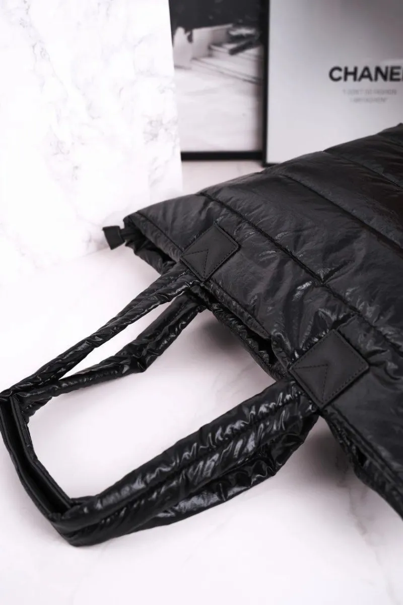 New Duża Torba Shopper BAG5720-020 Czarna Błyszcząca Torebki Monnari|Torebki Klasyczne