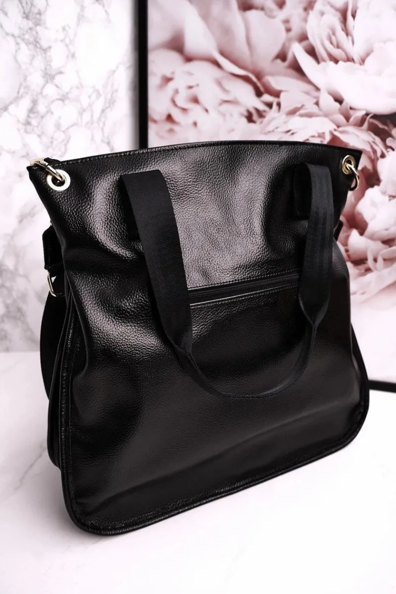 Online Duża Torba Shopper Z Odpinanym Paskiem LAURA BIAGGI Czarna Torebki Klasyczne