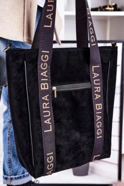 Torebki Klasyczne>Boto Duża Torba Shopper Z Odpinanym Paskiem LAURA BIAGGI Czarna