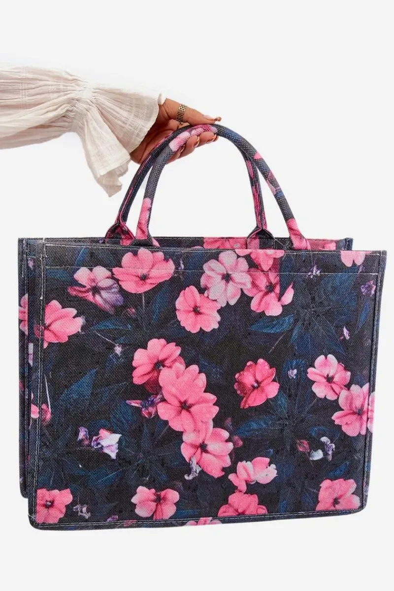 Sale Boto Duża Torebka W Kwiaty Czarno-Różowa Mooch Różowy