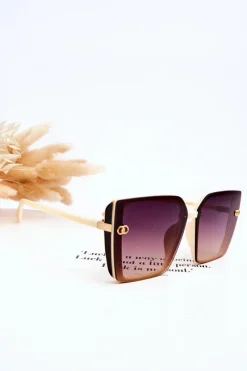 New Duże Okulary Przeciwsłoneczne UV400 MA20601 Beżowe Okulary