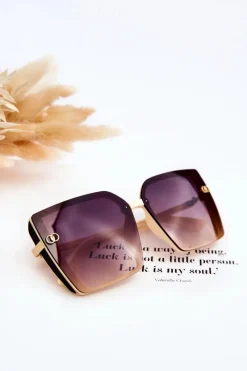 New Duże Okulary Przeciwsłoneczne UV400 MA20601 Beżowe Okulary