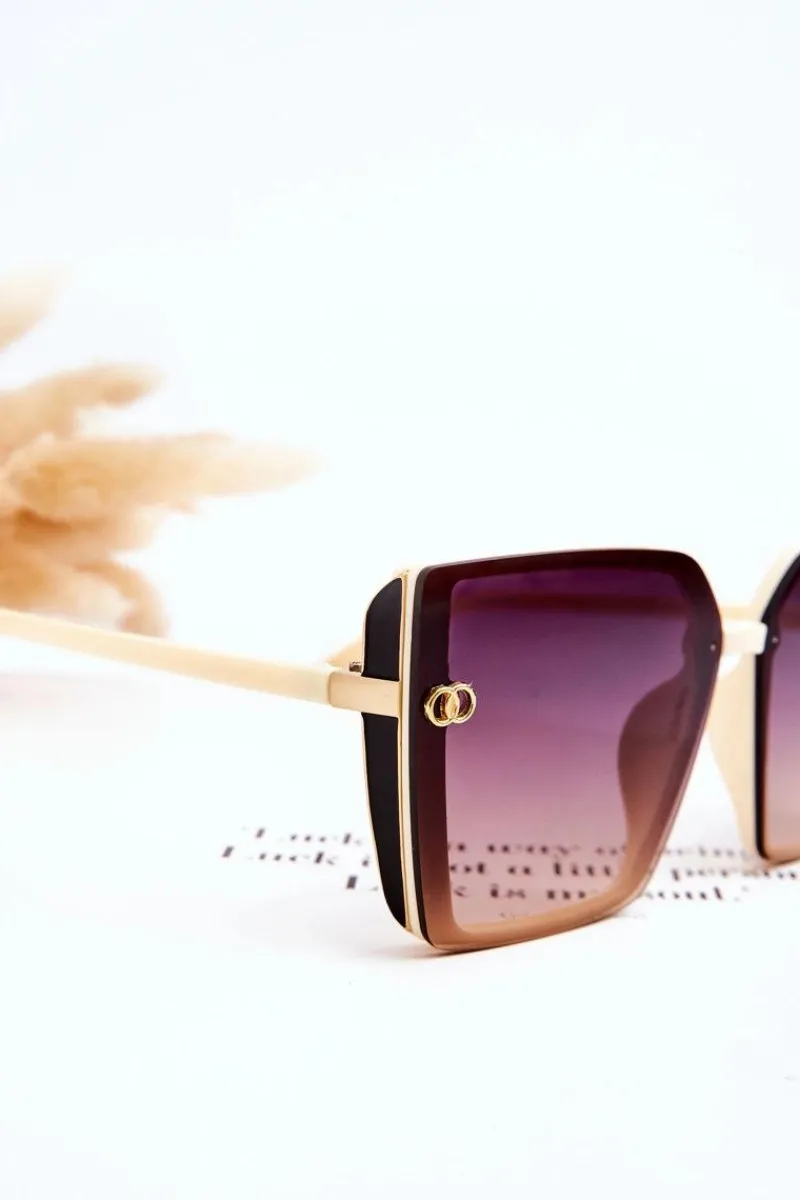 New Duże Okulary Przeciwsłoneczne UV400 MA20601 Beżowe Okulary