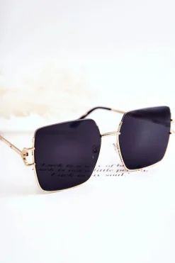 Duże Okulary Przeciwsłoneczne V160020 Czarno-Złote Okulary