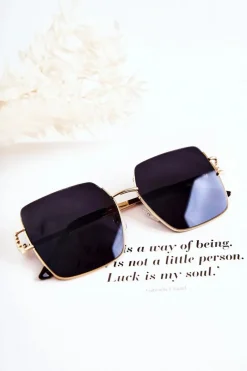 Duże Okulary Przeciwsłoneczne V160020 Czarno-Złote Okulary