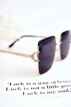 Duże Okulary Przeciwsłoneczne V160020 Czarno-Złote Okulary