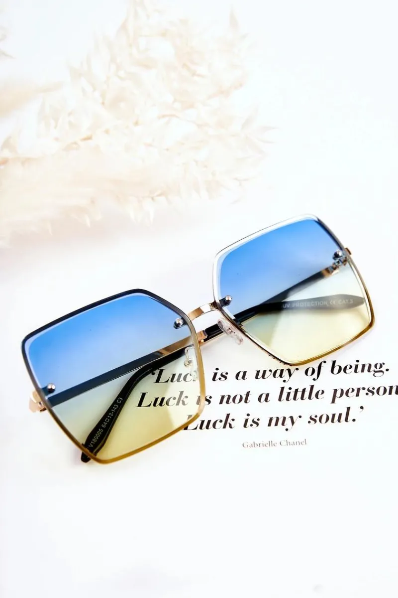 Outlet Boto Duże Okulary Przeciwsłoneczne Kwadratowe V180005 Niebiesko-Żółte