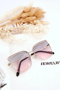 Okulary>PRIUS Duże Okulary Przeciwsłoneczne V303 Gradient Zielono-Różowy