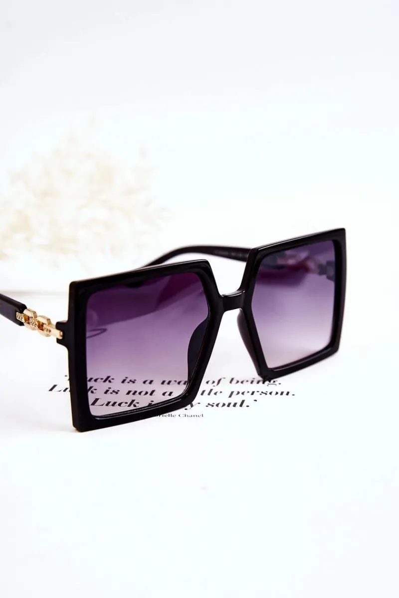 Hot Duże Okulary Przeciwsłoneczne Kwadratowe V130043 Czarne Okulary