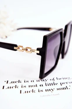 Hot Duże Okulary Przeciwsłoneczne Kwadratowe V130043 Czarne Okulary