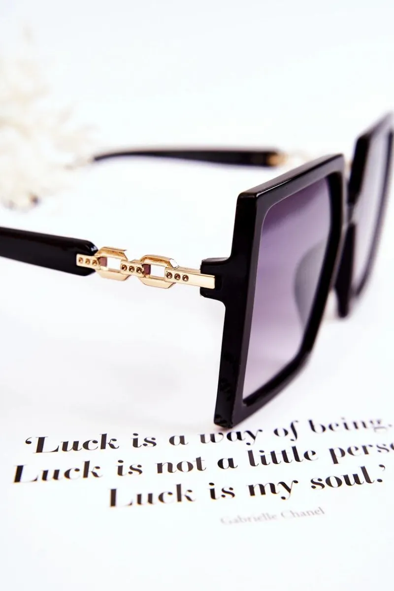 Hot Duże Okulary Przeciwsłoneczne Kwadratowe V130043 Czarne Okulary