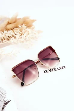 Outlet PRIUS Duże Okulary Przeciwsłoneczne V303 Gradient Brązowe