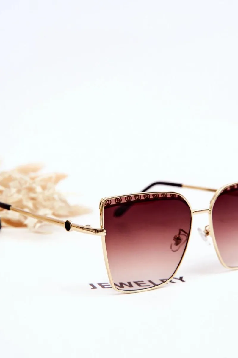 Outlet PRIUS Duże Okulary Przeciwsłoneczne V303 Gradient Brązowe