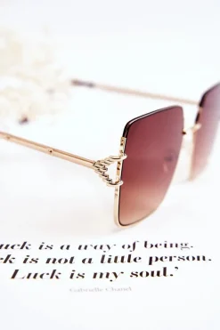 Hot Boto Duże Okulary Przeciwsłoneczne V160020 Brązowo-Złote