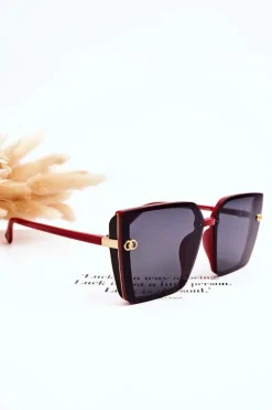 Online Duże Okulary Przeciwsłoneczne UV400 MA20601 Czerwone Okulary