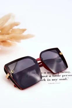 Online Duże Okulary Przeciwsłoneczne UV400 MA20601 Czerwone Okulary