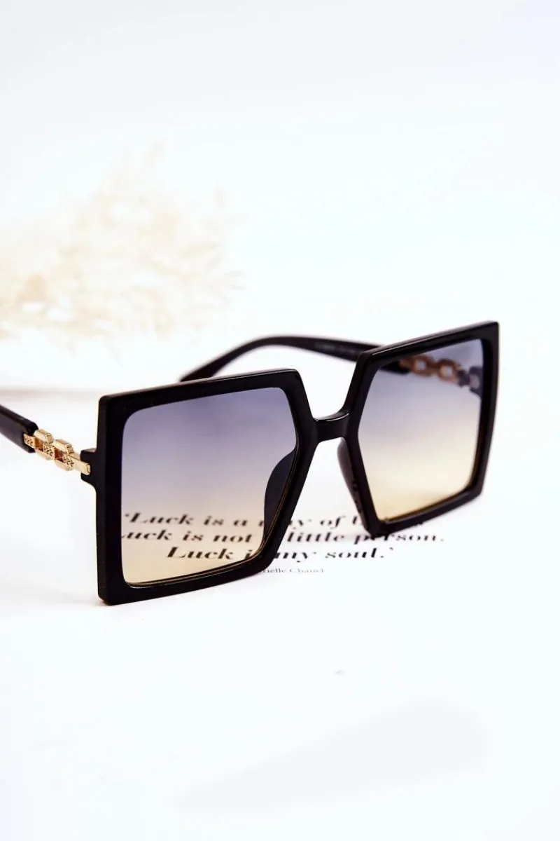 New Duże Okulary Przeciwsłoneczne Kwadratowe Ombre V130043 Czarne Okulary