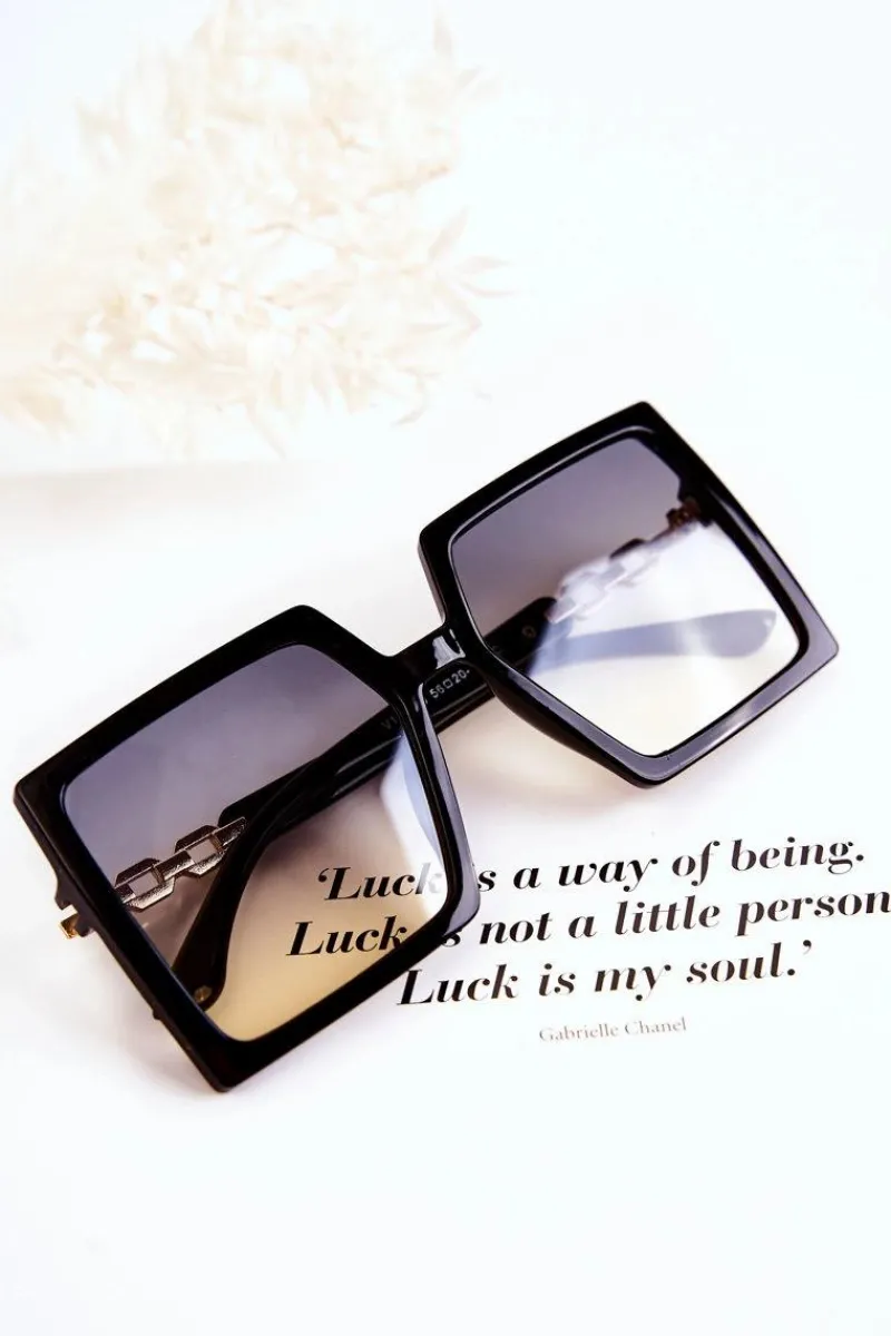 New Duże Okulary Przeciwsłoneczne Kwadratowe Ombre V130043 Czarne Okulary