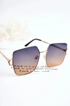 Clearance Duże Okulary Przeciwsłoneczne Ombre V160020 Niebieskie Okulary