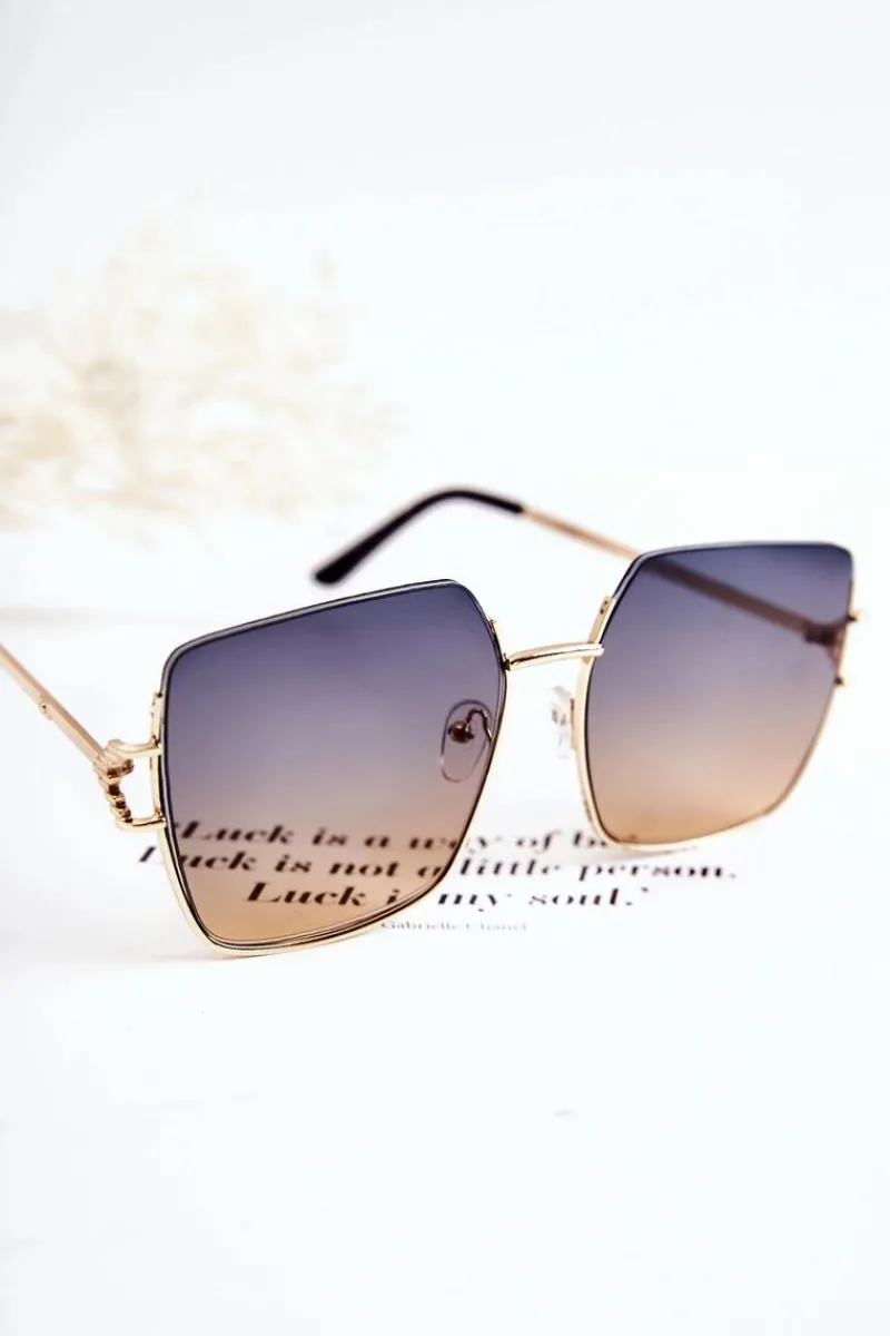 Clearance Duże Okulary Przeciwsłoneczne Ombre V160020 Niebieskie Okulary