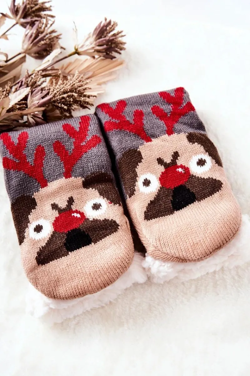 New Długie Skarpetki Świąteczny Wzór Pies Szare Skarpetki|Skarpetki