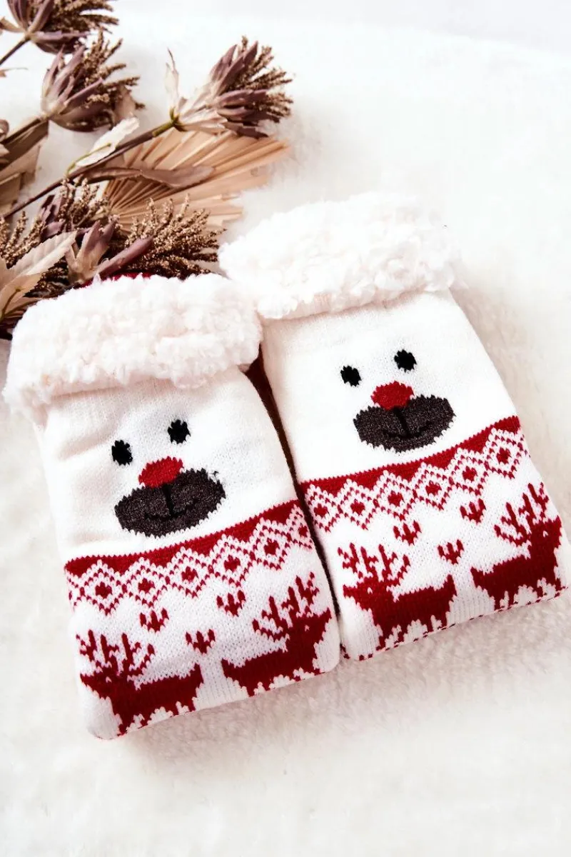 Best Długie Skarpetki Świąteczny Wzór Renifer Białe Skarpetki|Skarpetki