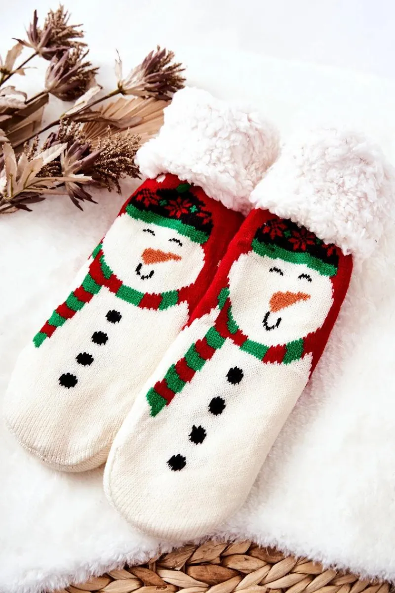 Discount Długie Skarpetki Świąteczny Wzór Bałwan Czerwone Skarpetki|Skarpetki