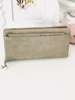 New Boto Duży Damski Beżowy Portfel