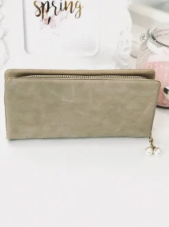 New Boto Duży Damski Beżowy Portfel