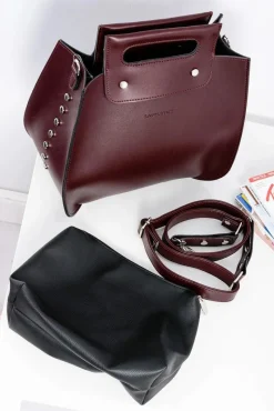 Torebki Nobo|Torebki Kuferki>Boto Duży Damski Bordowy Kuferek Torebka Na Ramię Do Ręki