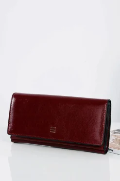 Hot Duży Damski Bordowy Modny Portfel Portfele