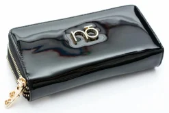 Best Duży Damski Czarny Lakierowany Portfel Portfele
