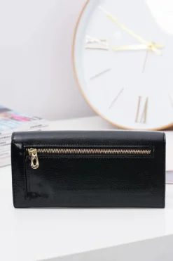 Portfele>Boto Duży Damski Czarny Modny Portfel Złoty Zamek