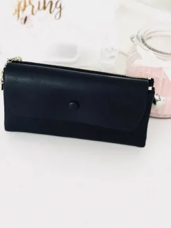 Sale Boto Duży Damski Czarny Portfel z Brelokiem Serduszko